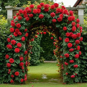 Роза плетистая Алый Триумф купить по цене от 319р. в интернет-магазине «Посадика» с доставкой почтой в в Слюдянкае и по всей России – [изображение №1].